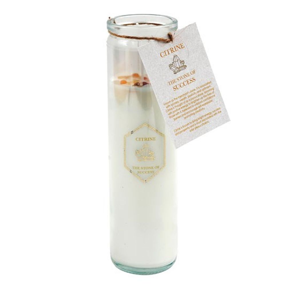 Summer Garden Tube Candle with Yellow Citrine Crystals N/A