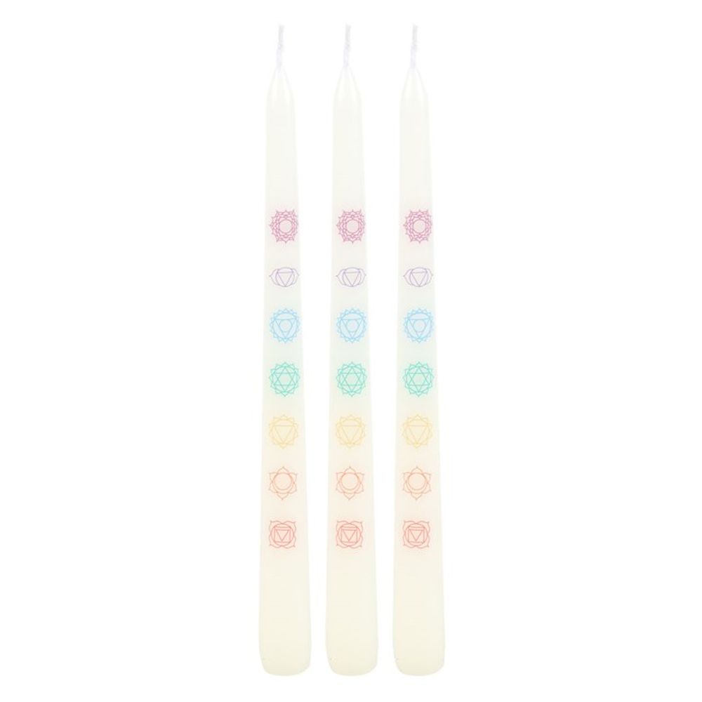 Set of 3 Chakra Balancing Taper Dinner Candles N/A