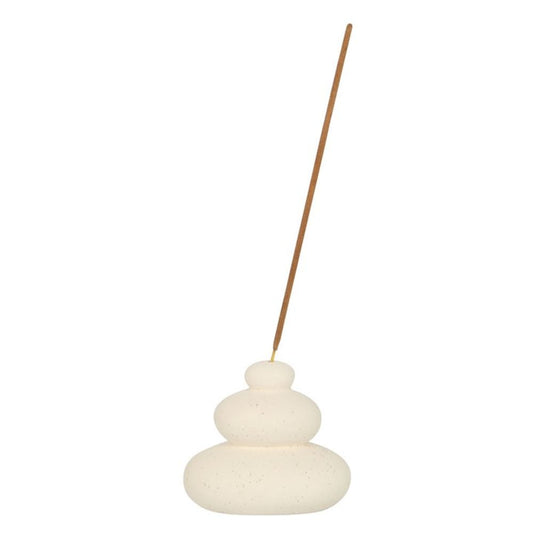 Cream Speckle Balancing Stones Incense Stick Holder N/A