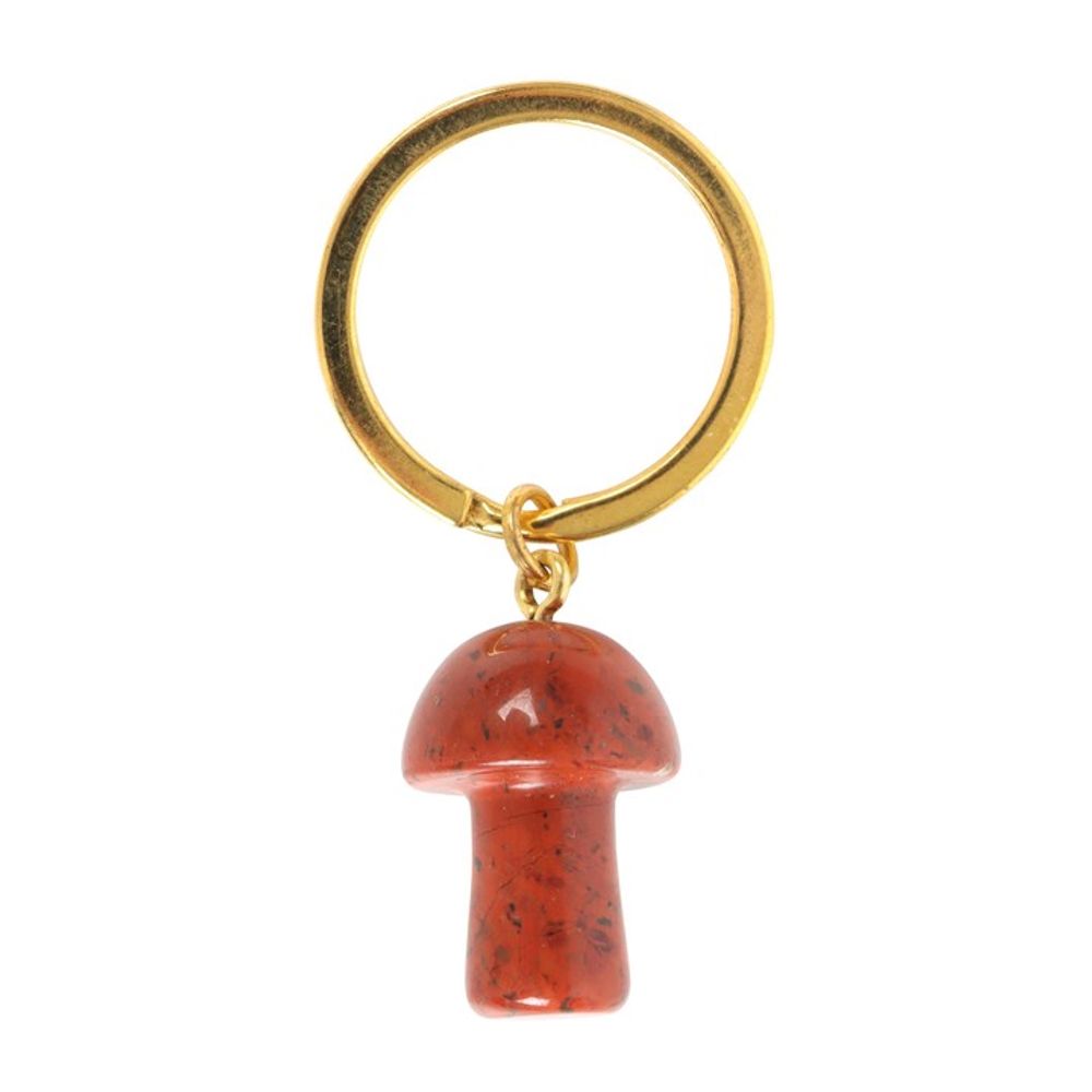 Red Jasper Crystal Mushroom Keyring N/A