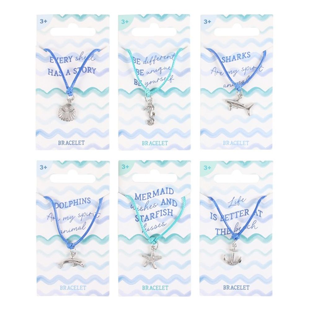 Pack of 12 Nautical Bracelets with Metal Charms N/A