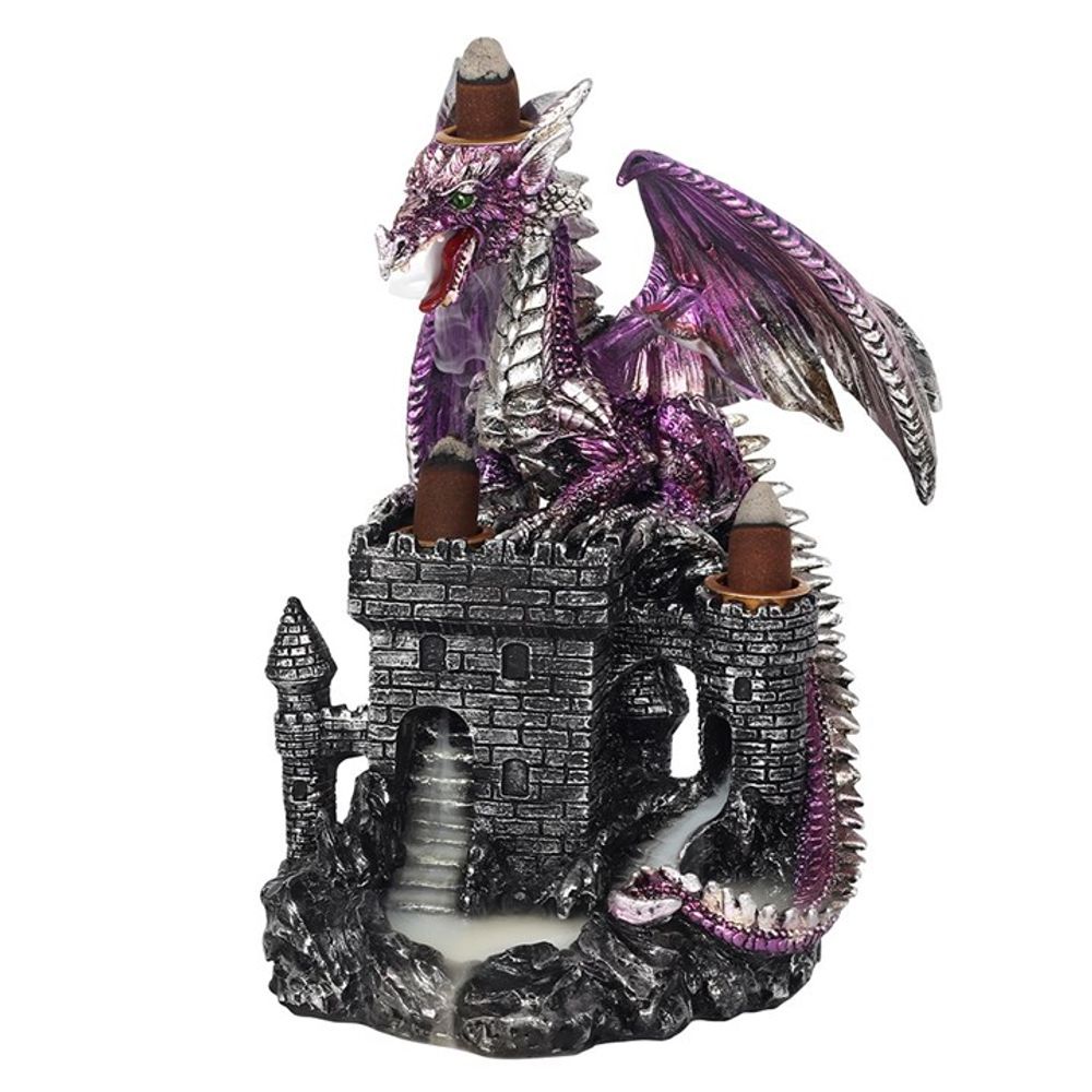 Purple Dragon on Castle Backflow Incense Burner N/A