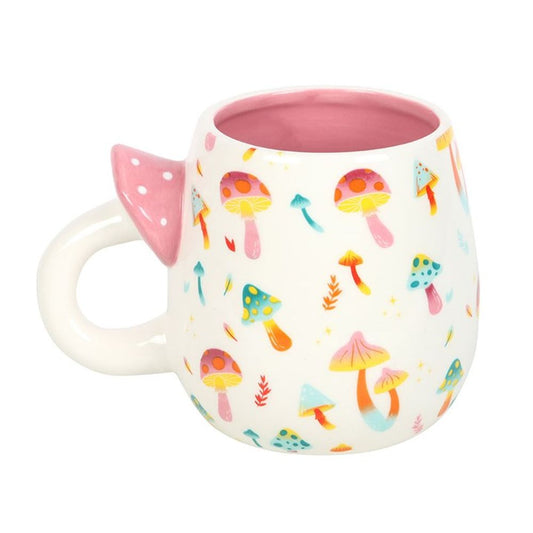 Funky Fungi Print Mug with Mushroom Handle N/A