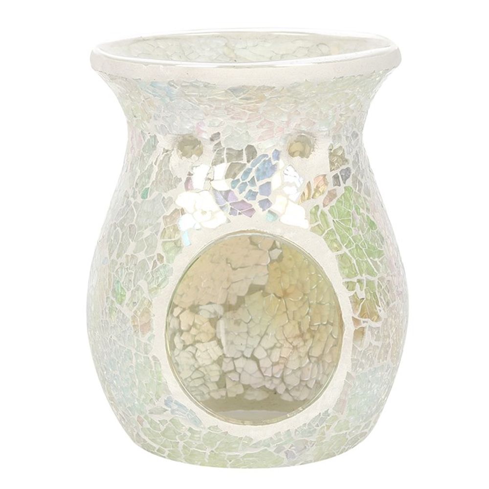 Large White Iridescent Crackle Oil Burner N/A