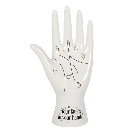 White Ceramic Palmistry Hand Ornament N/A