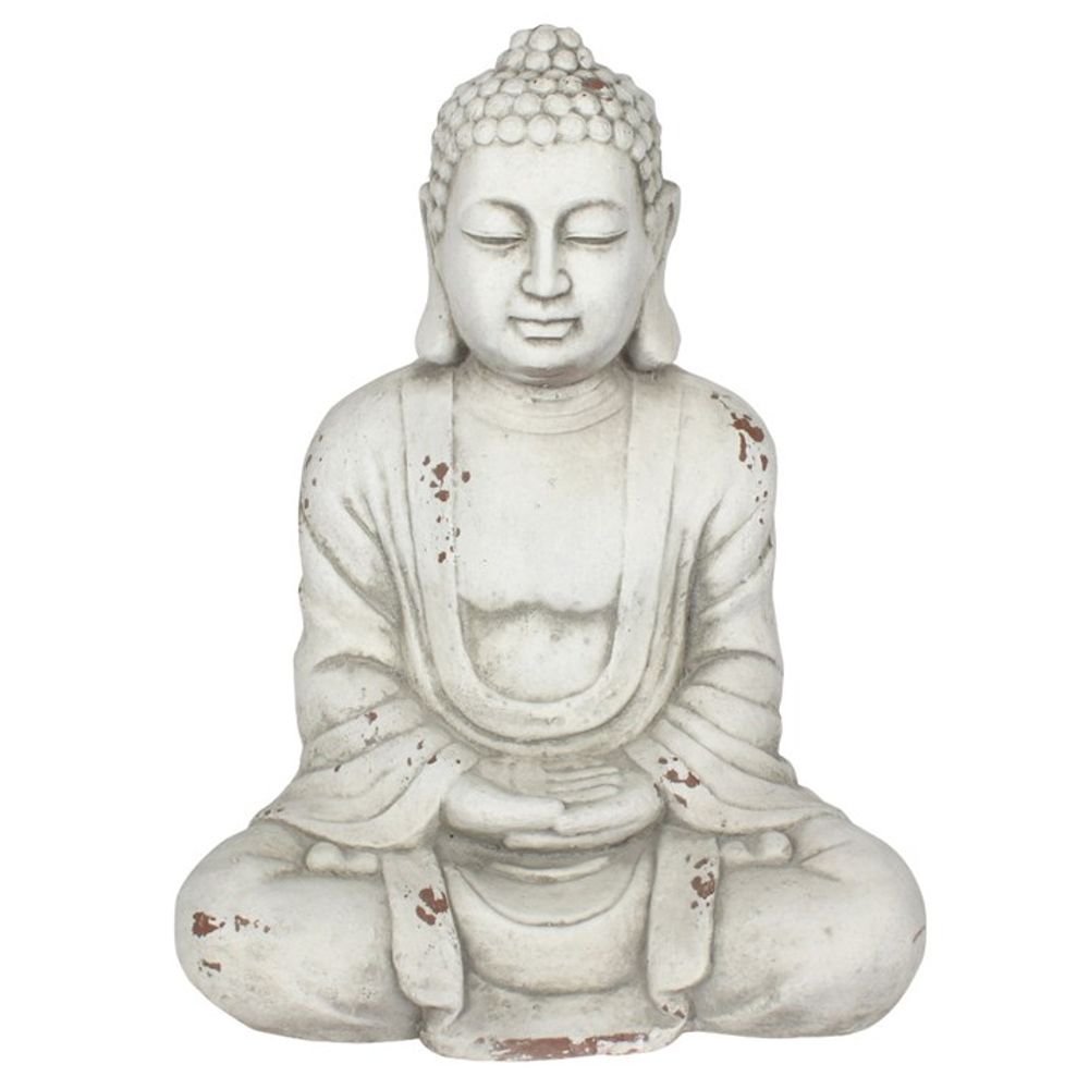 58cm White Hands In Lap Sitting Garden Buddha N/A