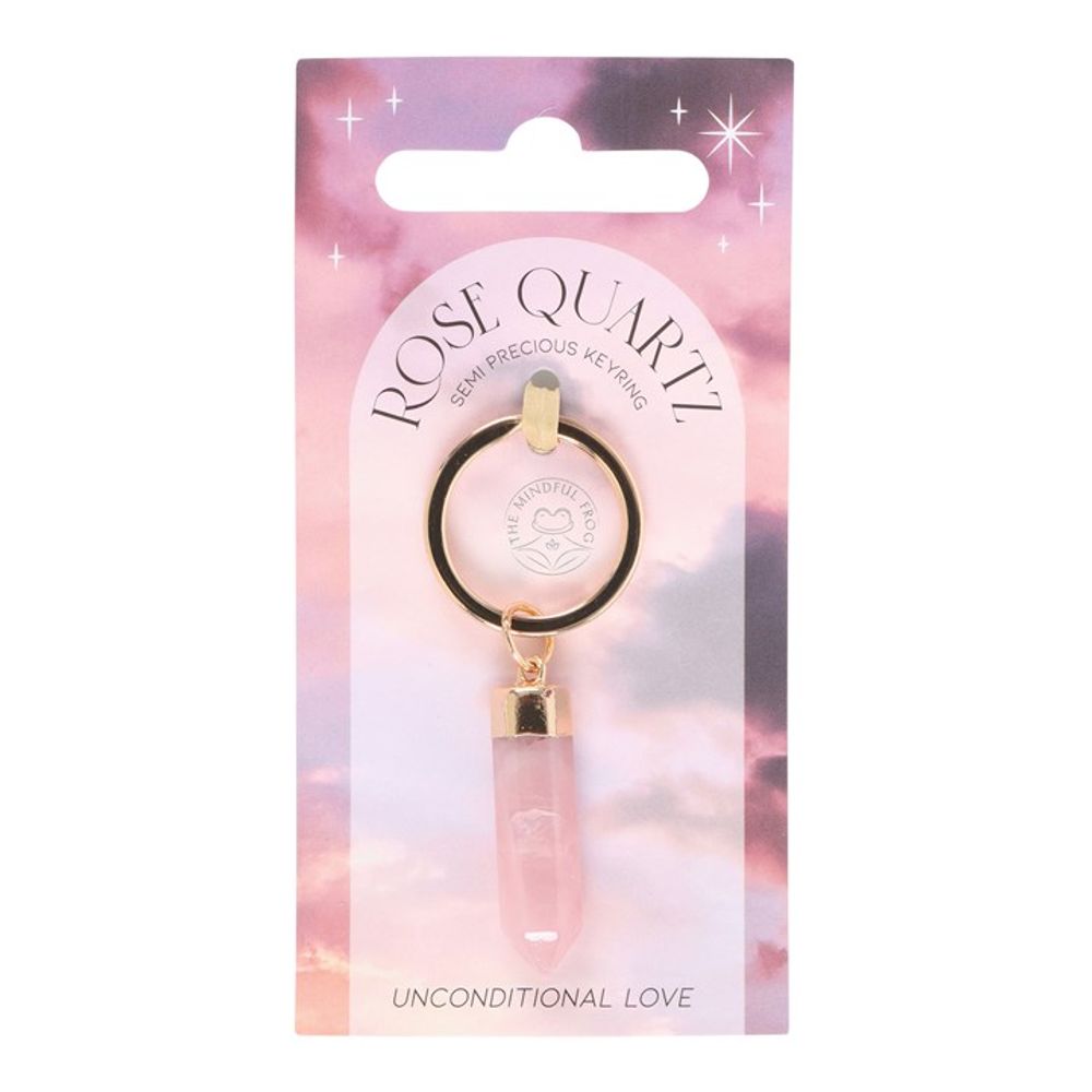 Rose Quartz Semi Precious Crystal Keyring N/A