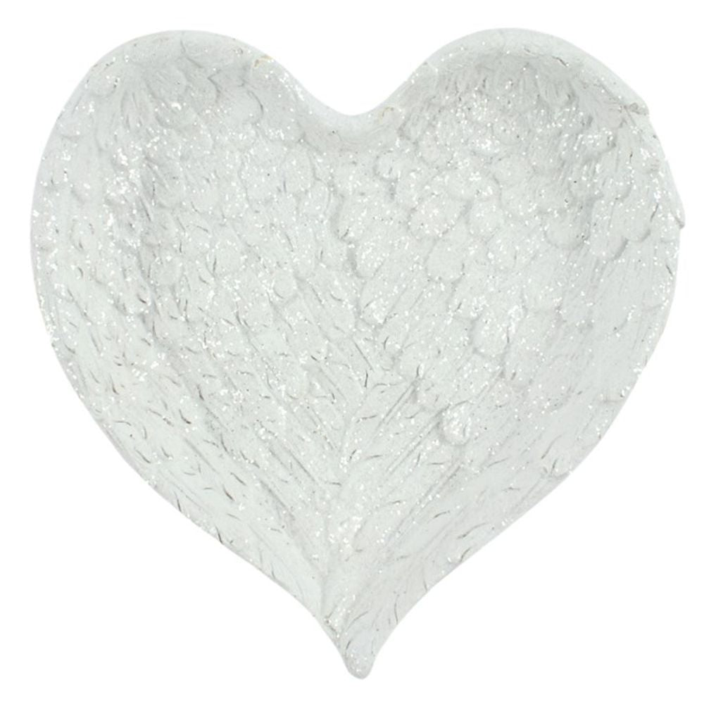 Glitter Heart Shaped Angel Wing Trinket Dish N/A