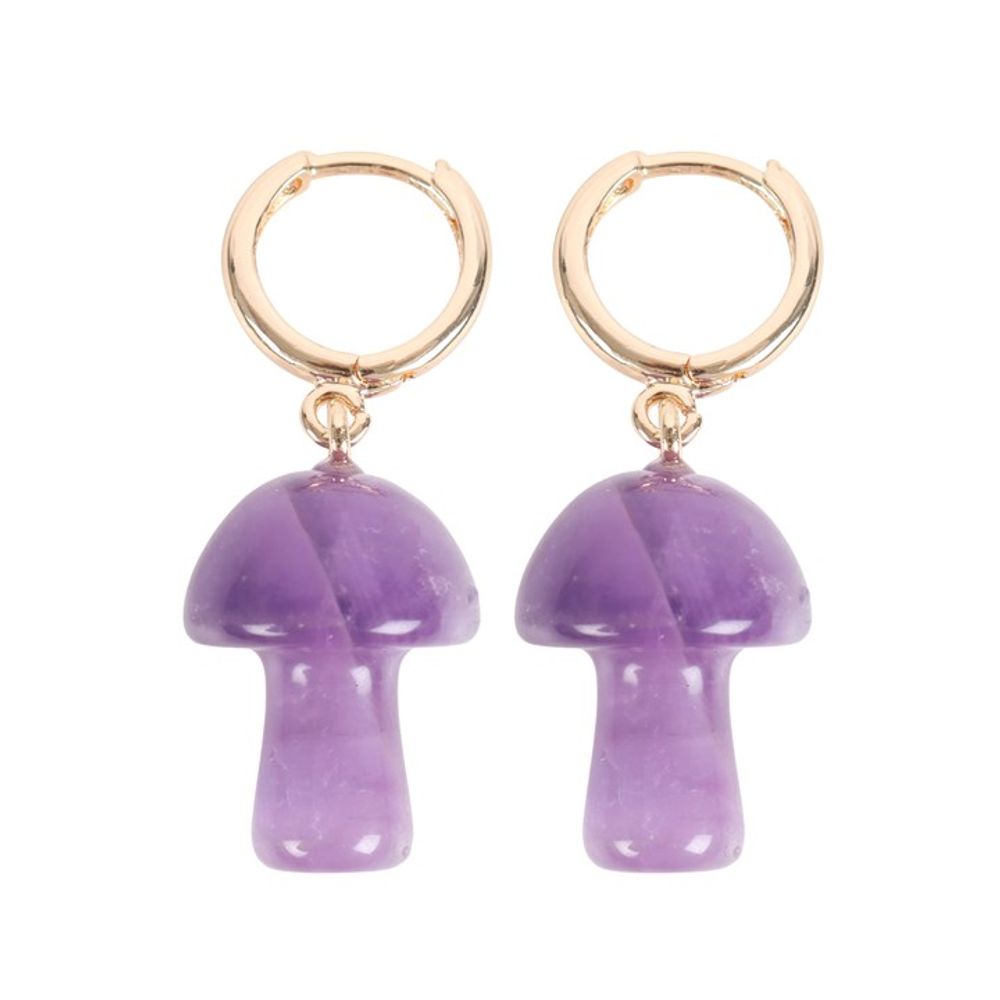 Amethyst Crystal Mushroom Earrings N/A