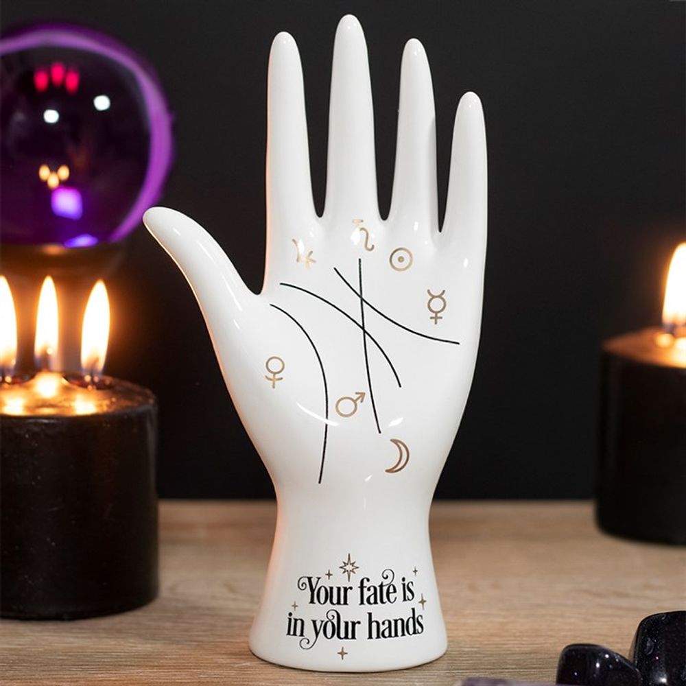 White Ceramic Palmistry Hand Ornament N/A