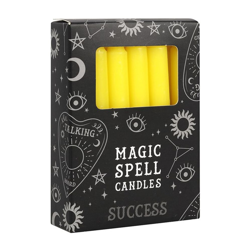 Set of 12 Yellow 'Success' Spell Candles N/A