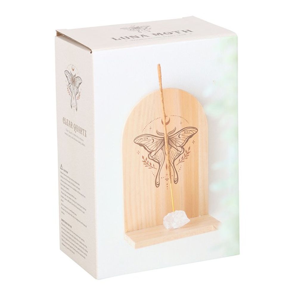 Natural Luna Moth Wooden Incense Holder Shelf N/A