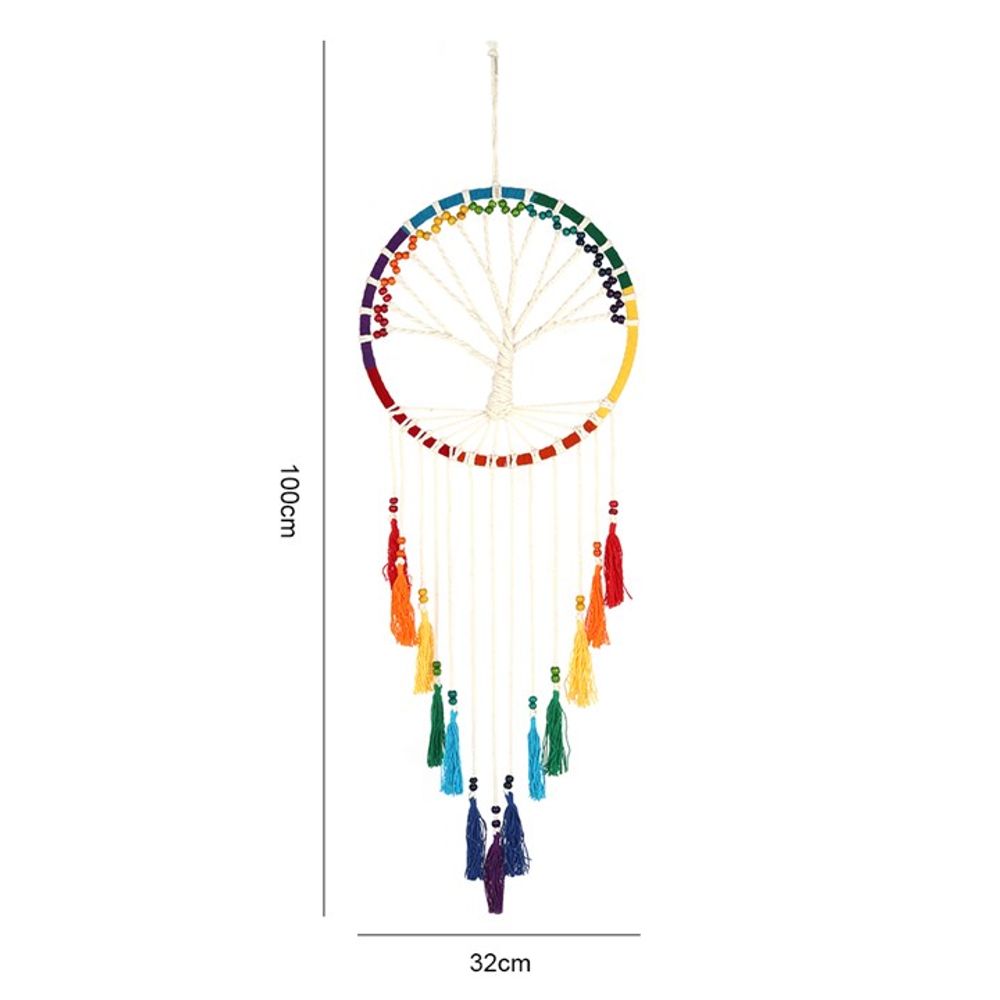 100cm Rainbow Beaded Tree of Life Dreamcatcher N/A