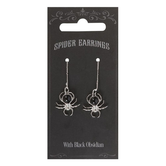 Black Obsidian Spider Threader Earrings N/A