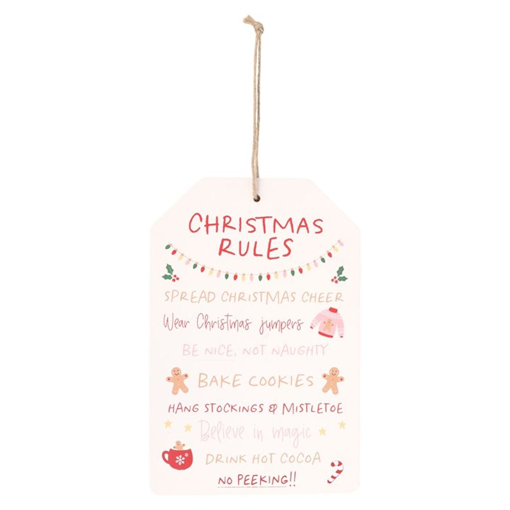 Sugarplum Fun Christmas Rules Hanging Sign N/A