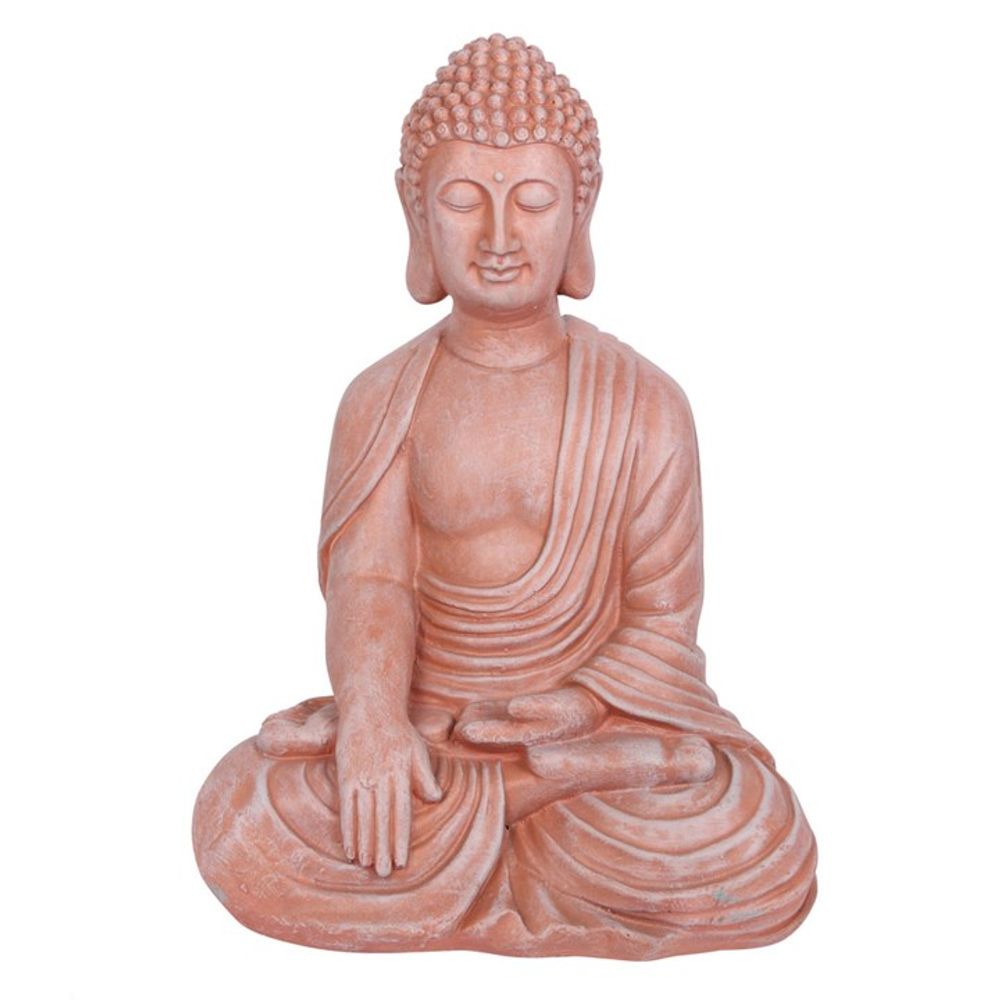 Terracotta Effect 52cm Sitting Garden Buddha N/A