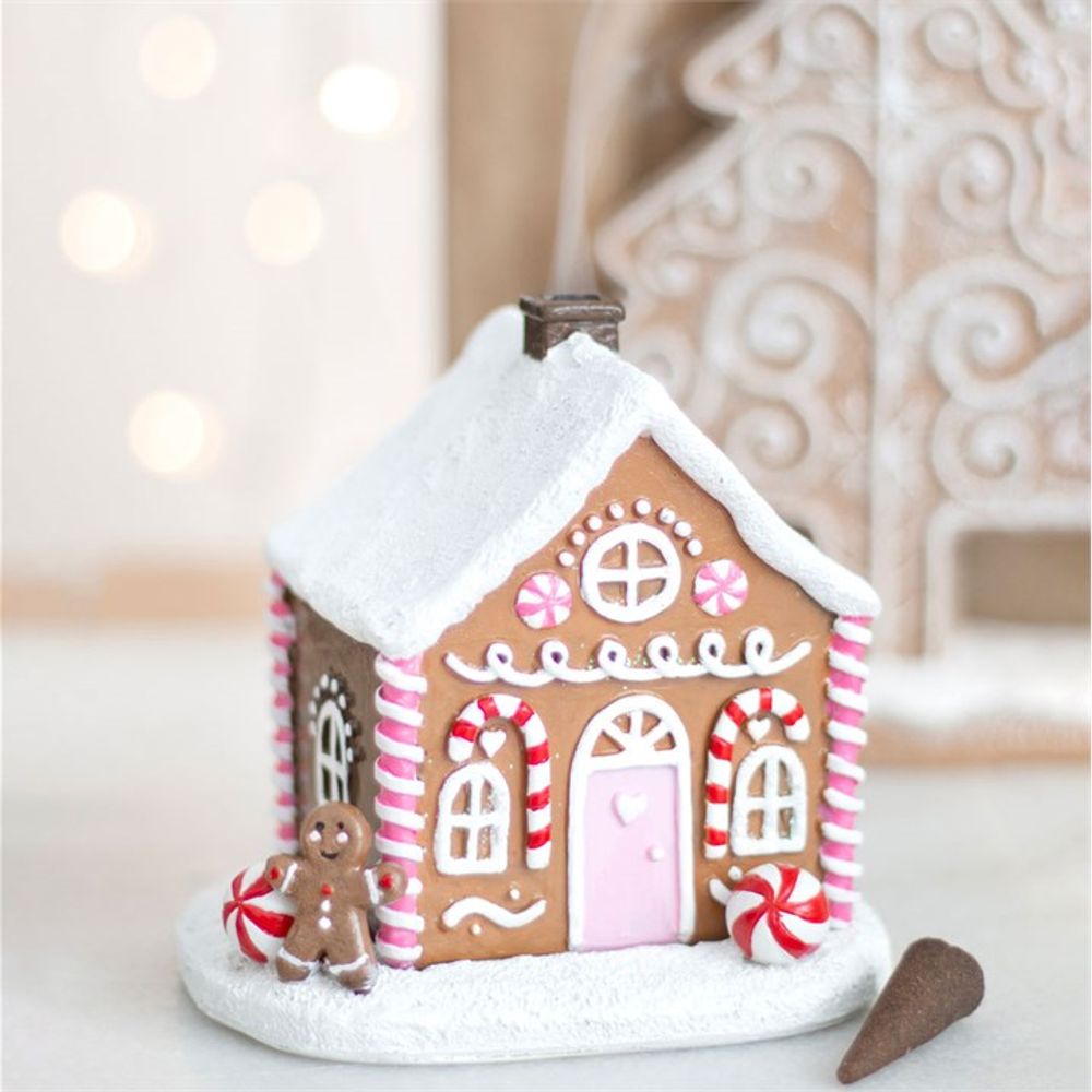 Pink Gingerbread House Incense Cone Burner N/A