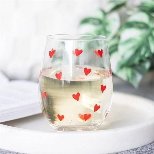 Heart Print Stemless Glass N/A