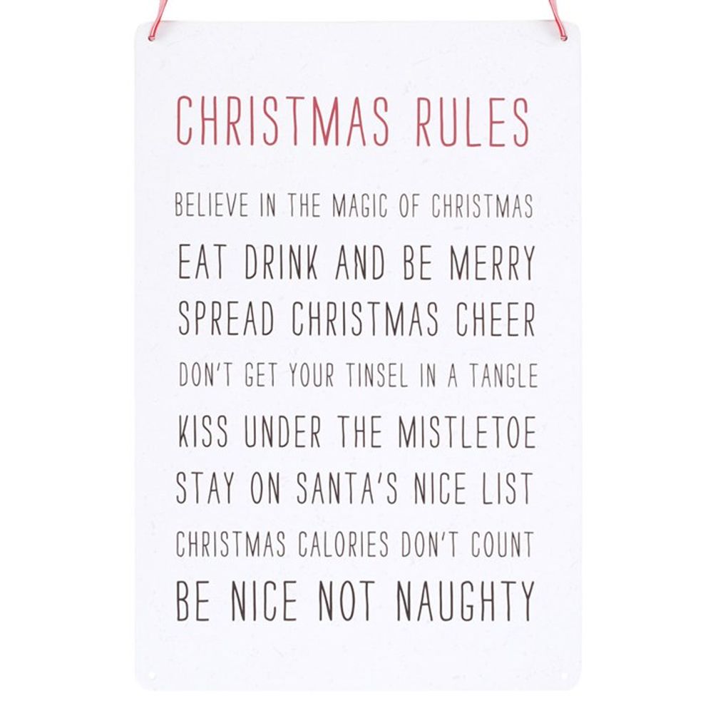 30cm Christmas Rules Metal Hanging Sign N/A