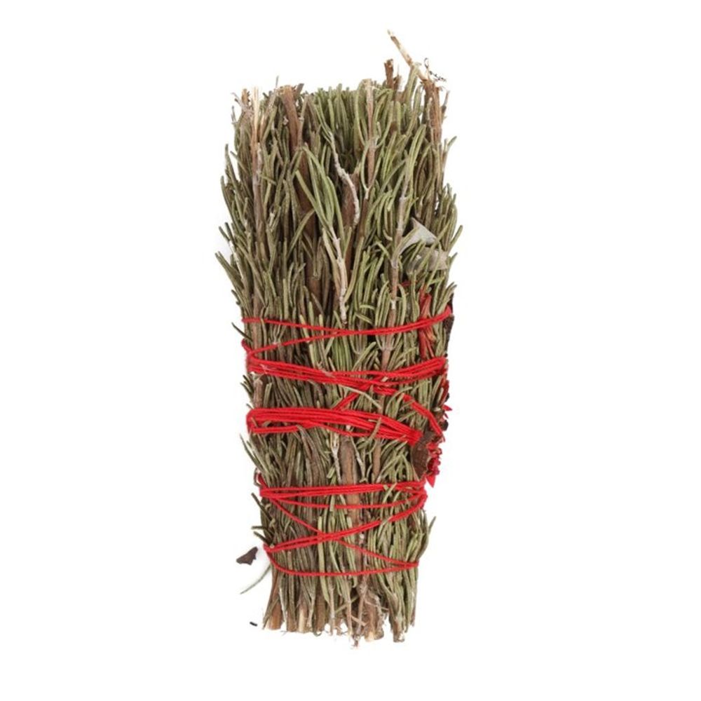 6in Ritual Wand Smudge Stick with Rosemary and Red Flowers N/A