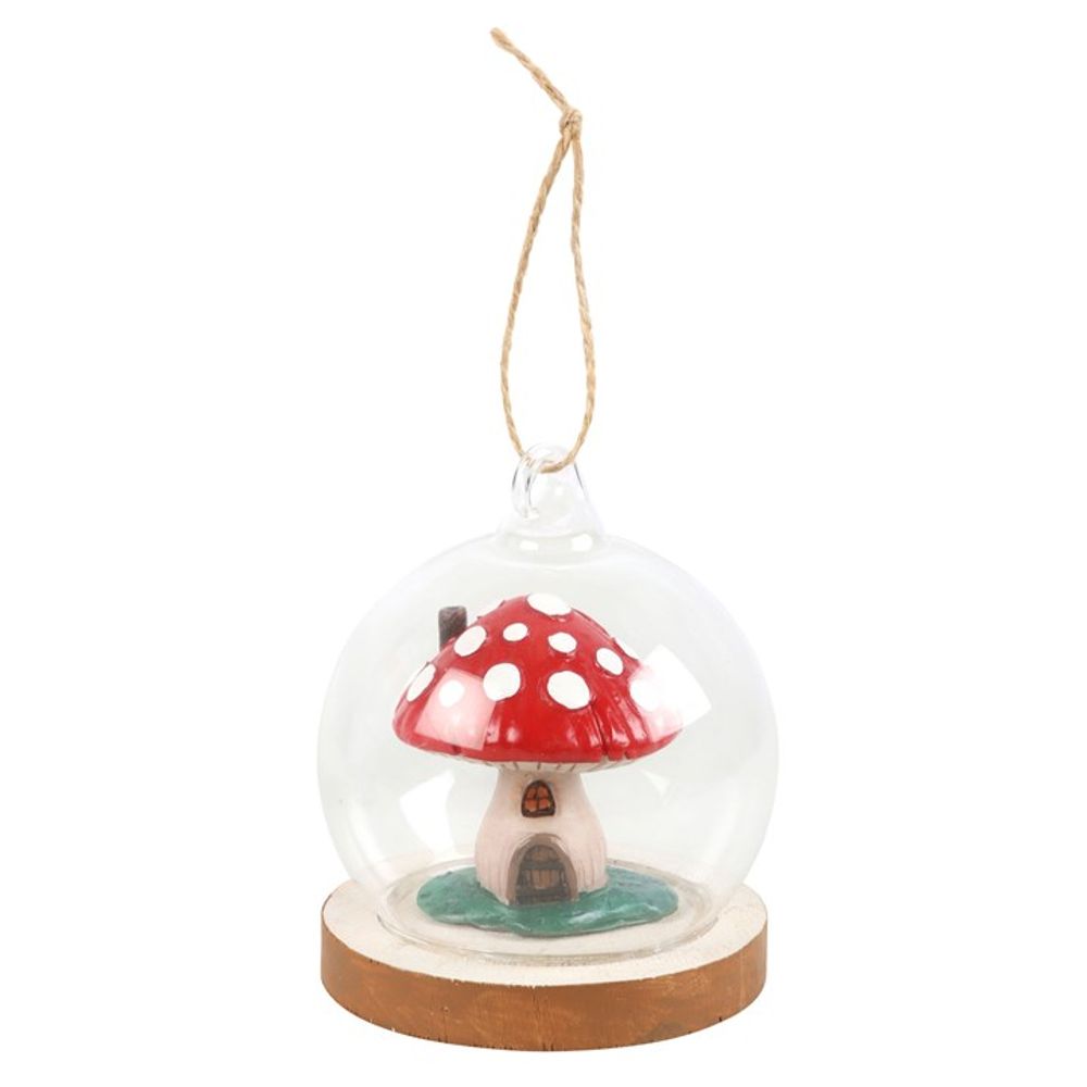 Mushroom House Glass Dome Hanging Decoration N/A