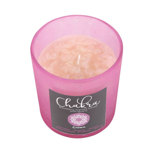 Crown Chakra Blackberry Crystal Chip Candle N/A