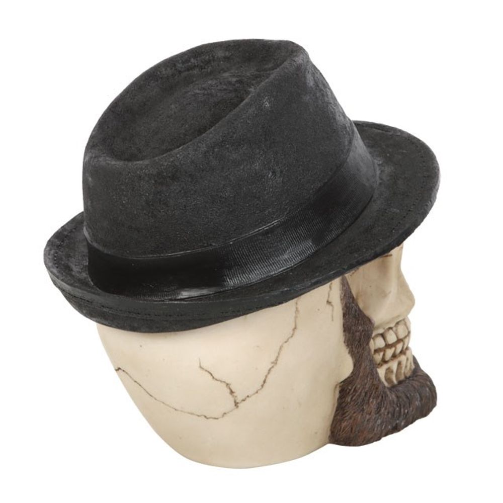 Skull Ornament with Trilby Hat N/A