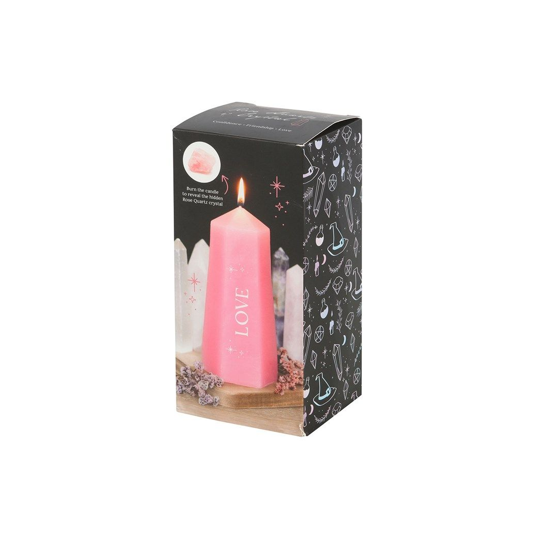 Love Crystal Candle with Rough Rose Quartz N/A