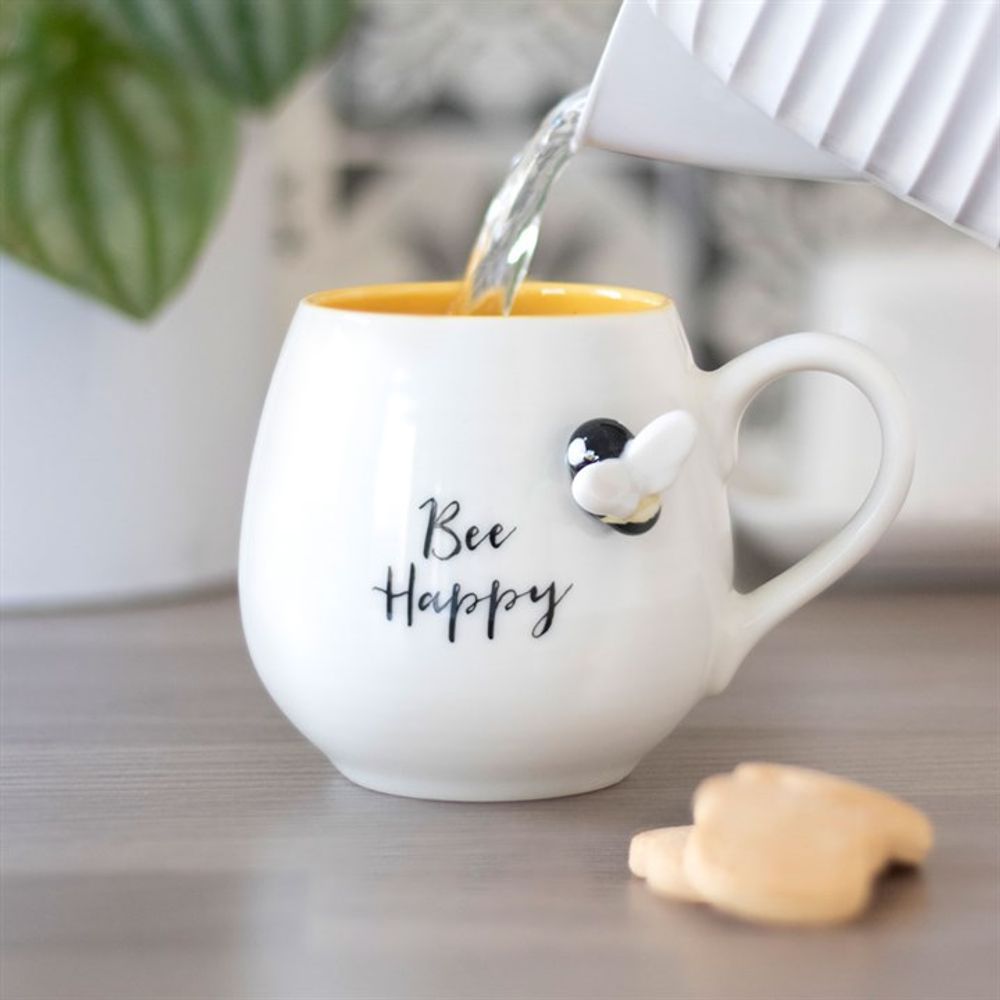 3D Bee Happy Rounded Mug N/A