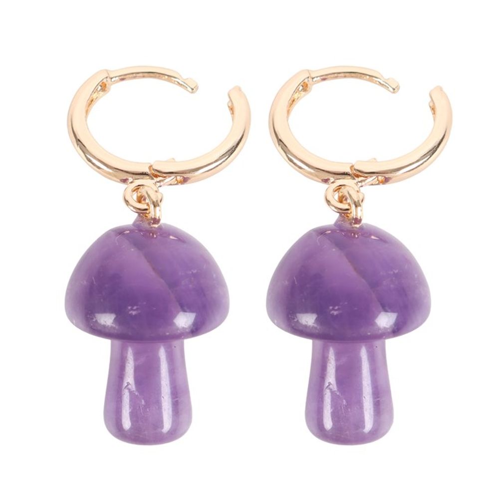 Amethyst Crystal Mushroom Earrings N/A