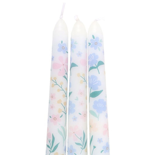 Set of 3 Ditsy Floral Taper Candles N/A