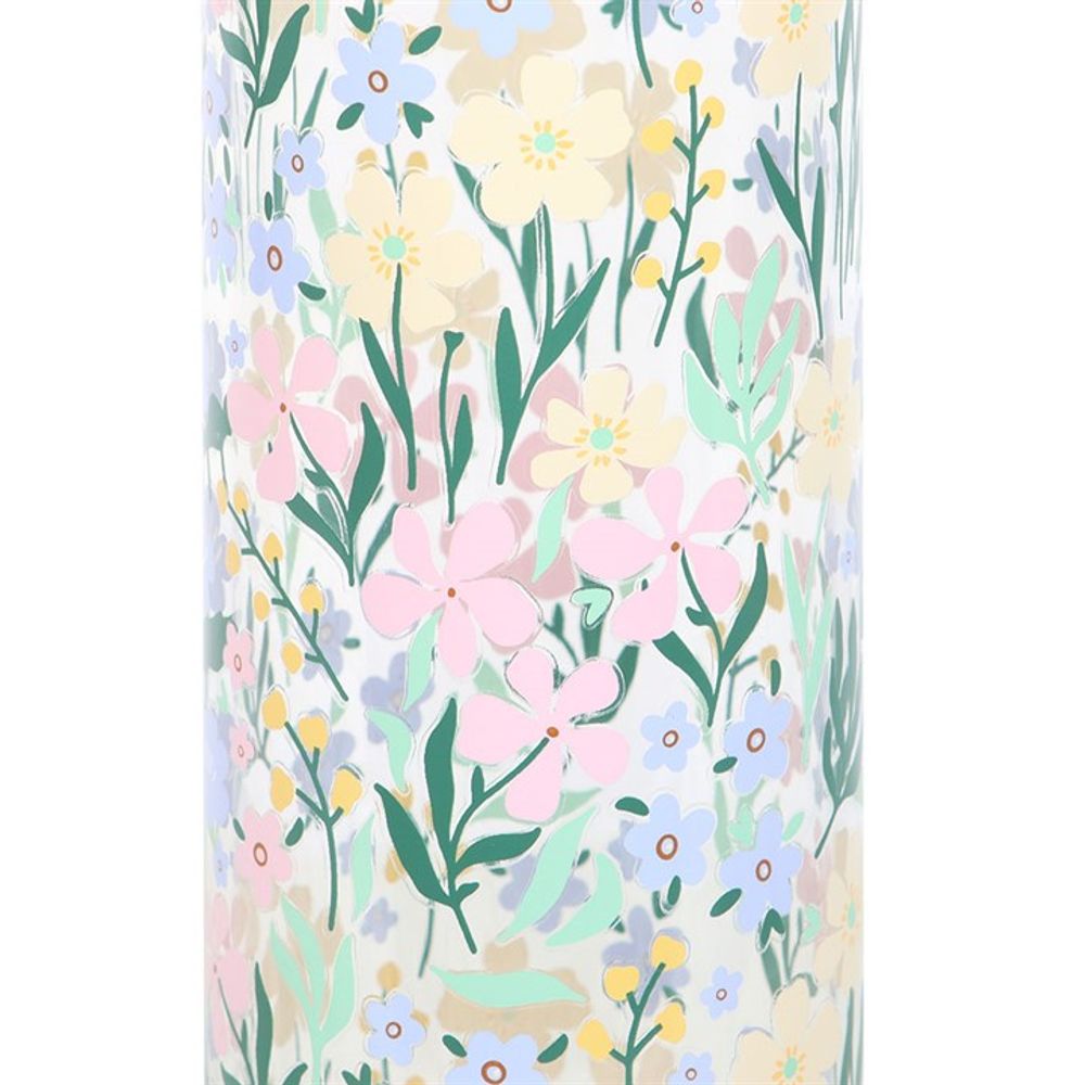 Ditsy Floral Print Glass and Bamboo Water Bottle N/A