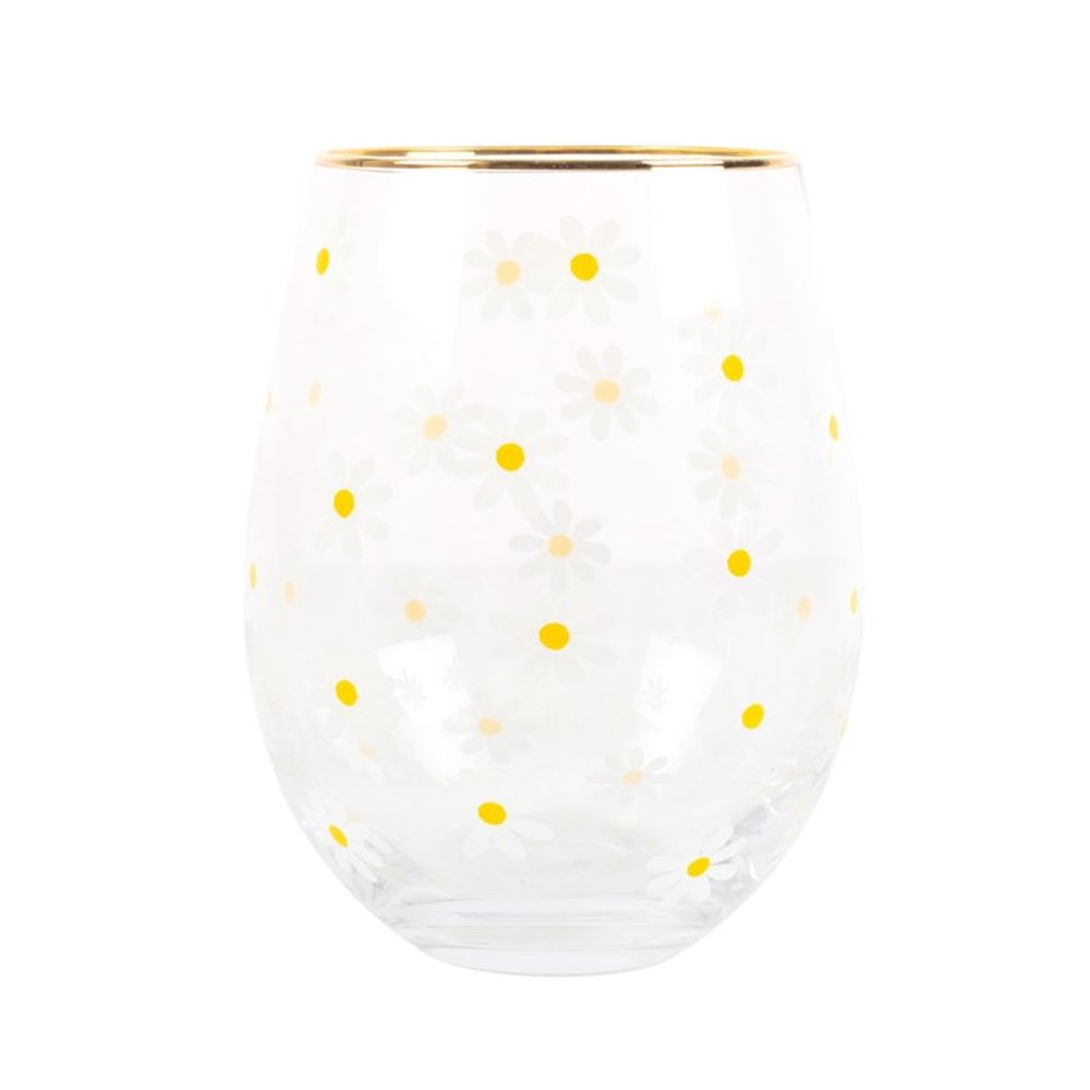 All Over Daisy Print Stemless Wine Glass N/A