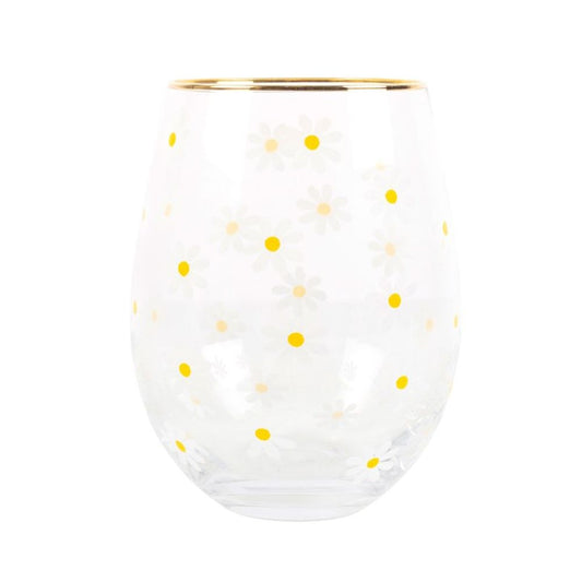 All Over Daisy Print Stemless Wine Glass N/A