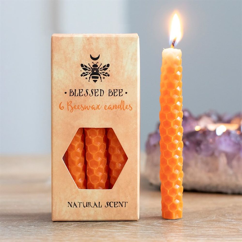 Set of 6 Orange Beeswax Spell Candles N/A