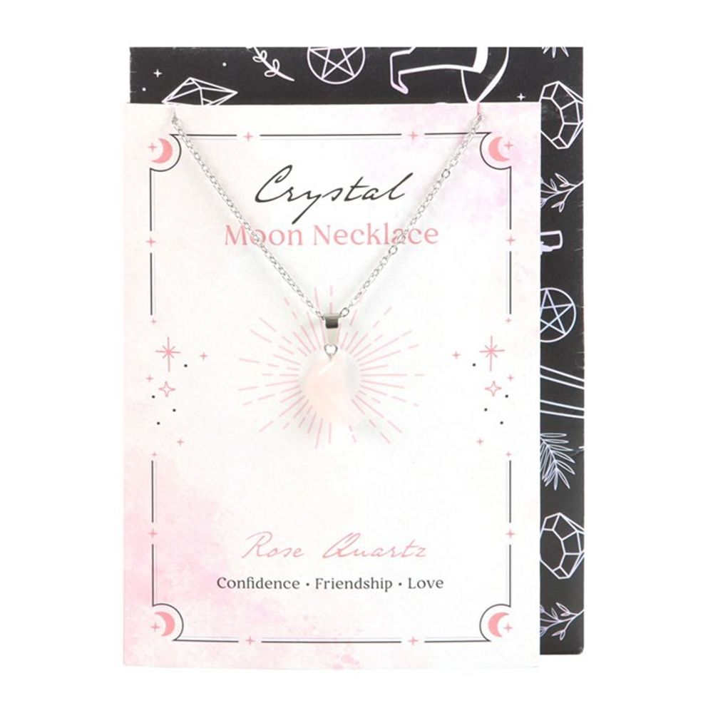 Rose Quartz Crystal Moon Necklace on Greeting Card N/A