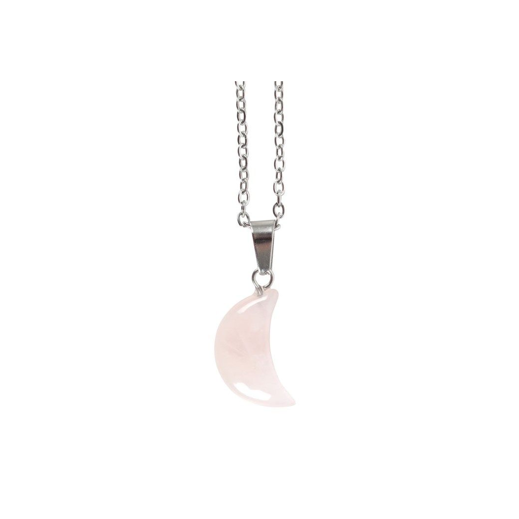 Rose Quartz Crystal Moon Necklace on Greeting Card N/A