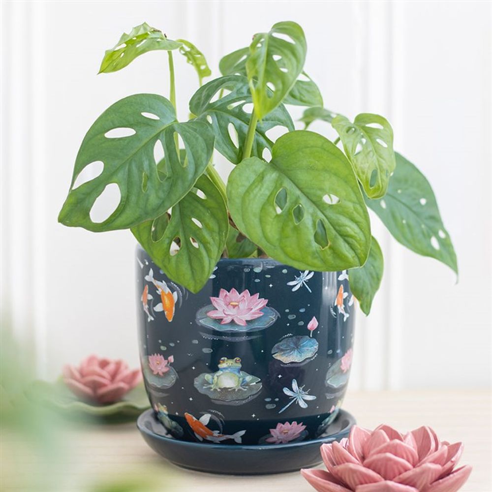 Pond Print Plant Pot with Saucer N/A