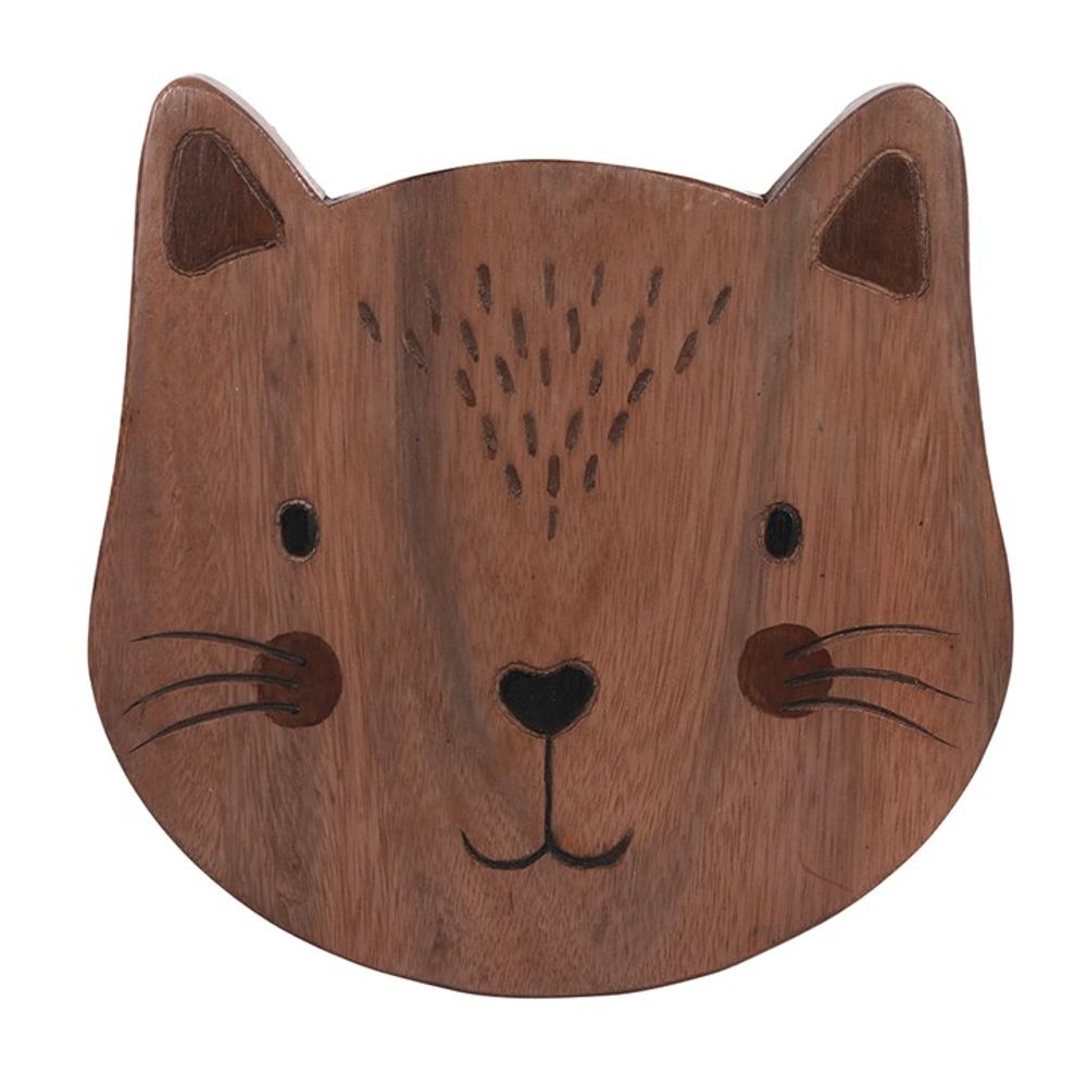 26cm Children's Wooden Cat Stool N/A