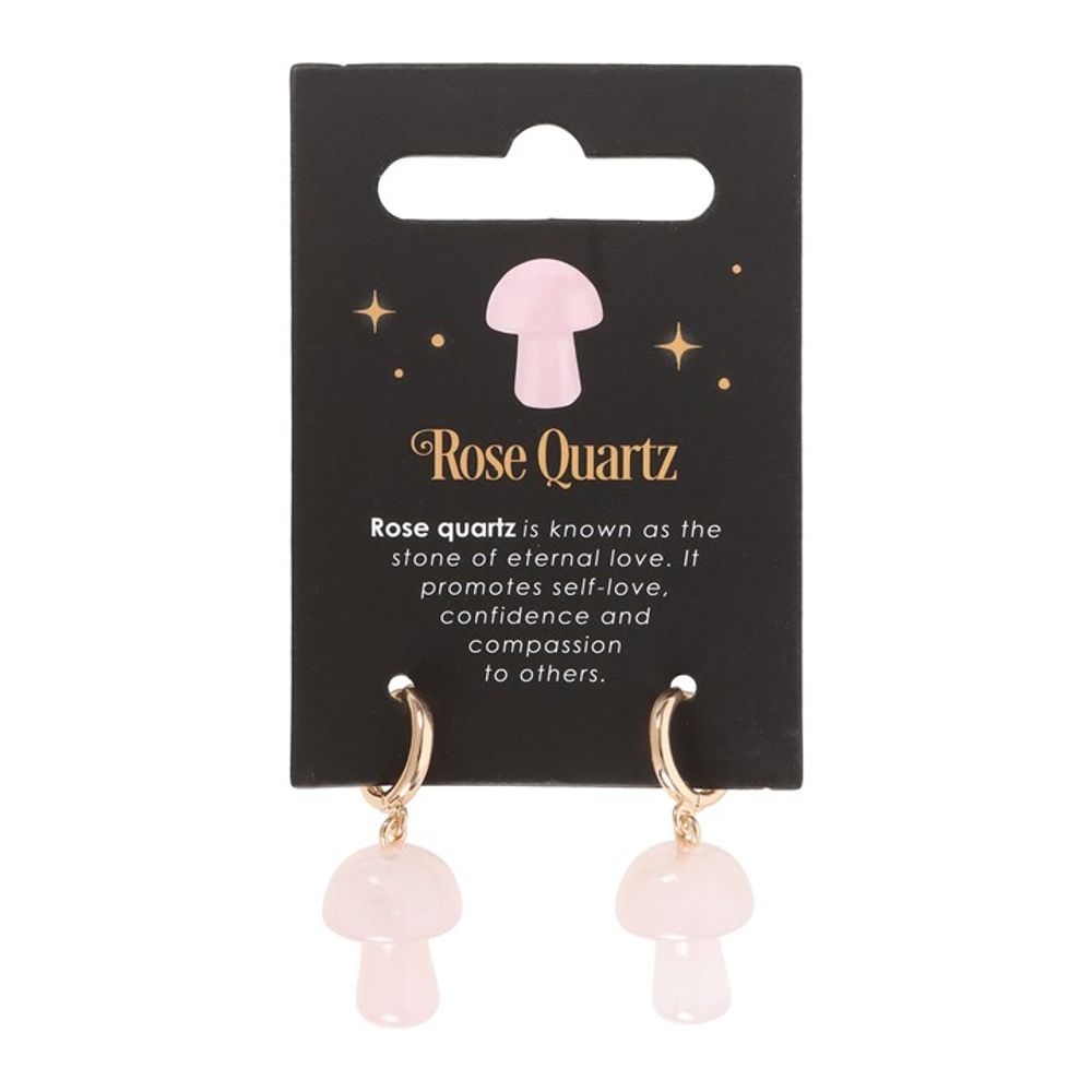 Rose Quartz Crystal Mushroom Earrings N/A