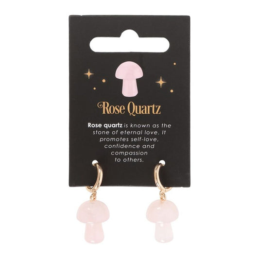 Rose Quartz Crystal Mushroom Earrings N/A