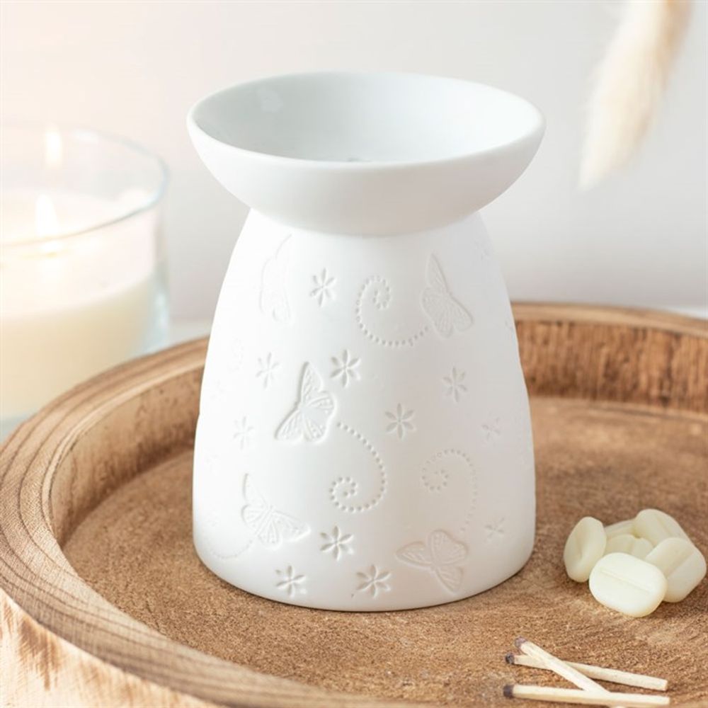 White Ceramic Butterfly Oil Burner N/A