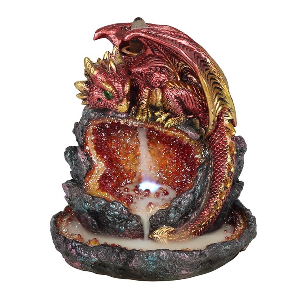 Red Dragon Backflow Incense Burner with Light N/A