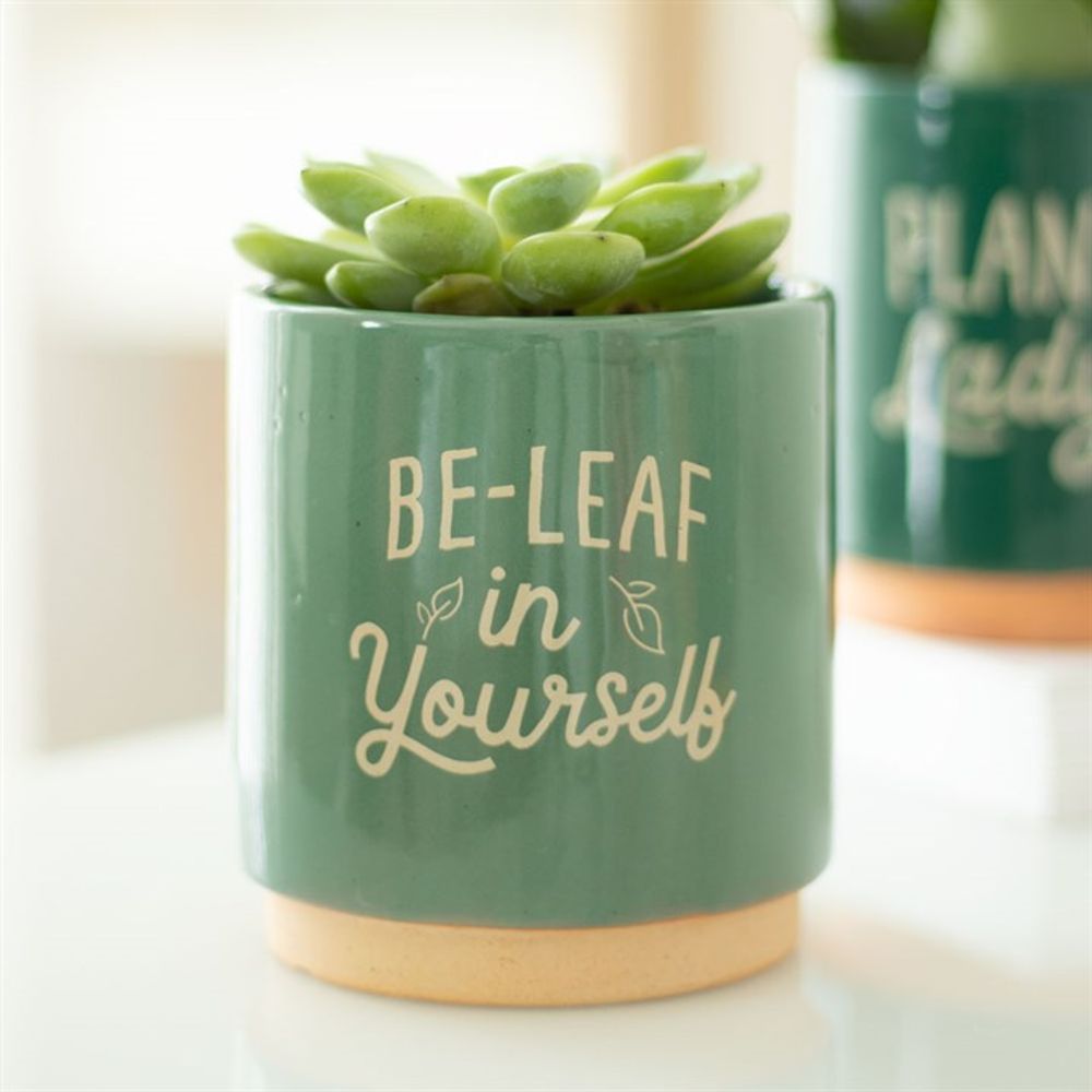 Green Be-Leaf in Yourself Plant Pot N/A