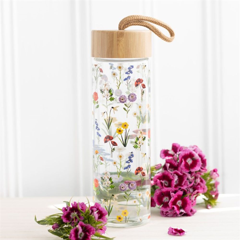 Wildflower Glass And Bamboo Water Bottle N/A