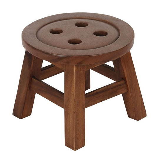 26cm Children's Wooden Button Stool N/A