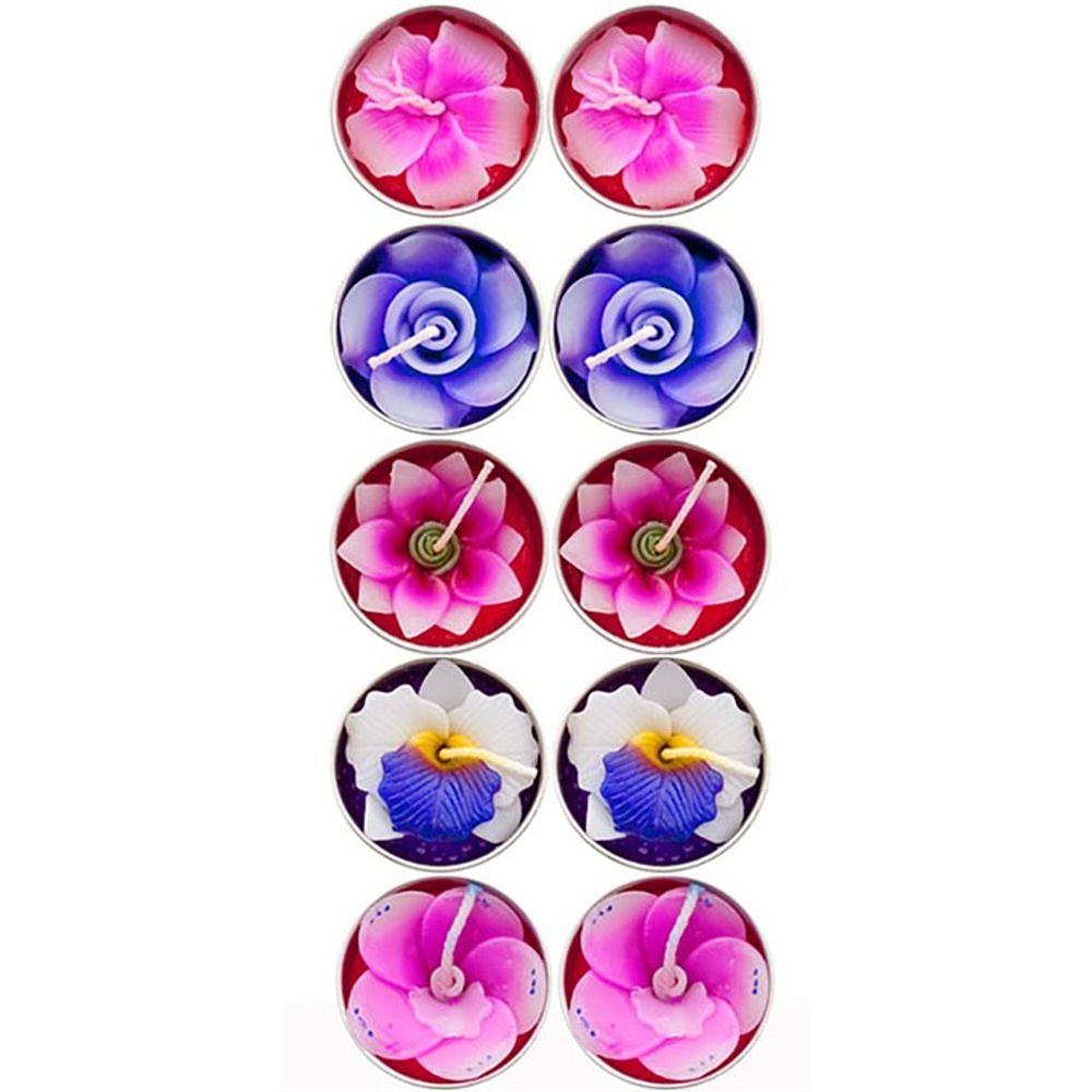 Set of 10 Scented Flower Candles N/A