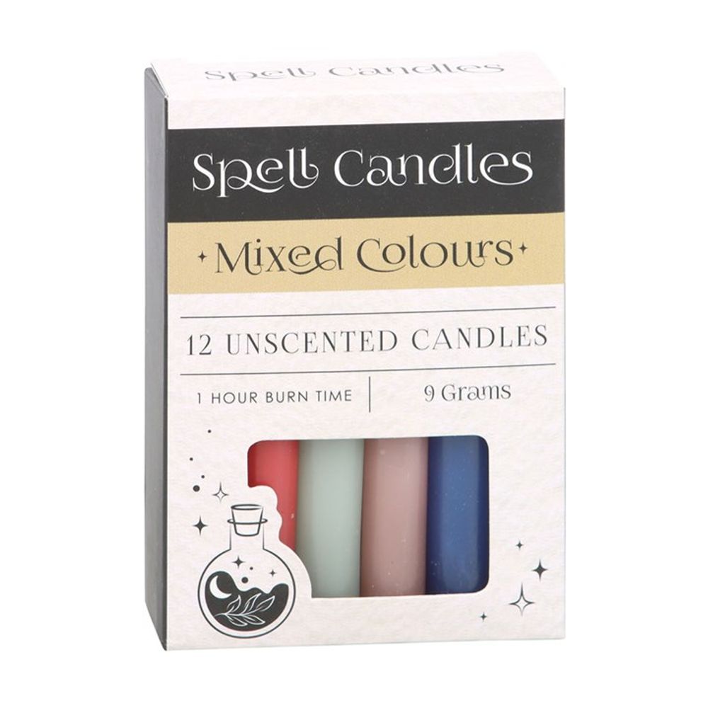 Pack of 12 Mixed Colour Spell Candles N/A