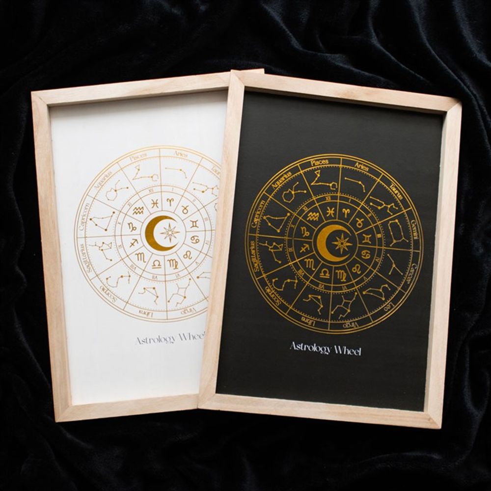 Black Astrology Wheel Framed Wall Art Print N/A