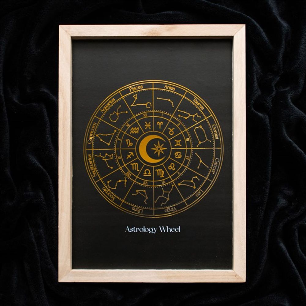 Black Astrology Wheel Framed Wall Art Print N/A